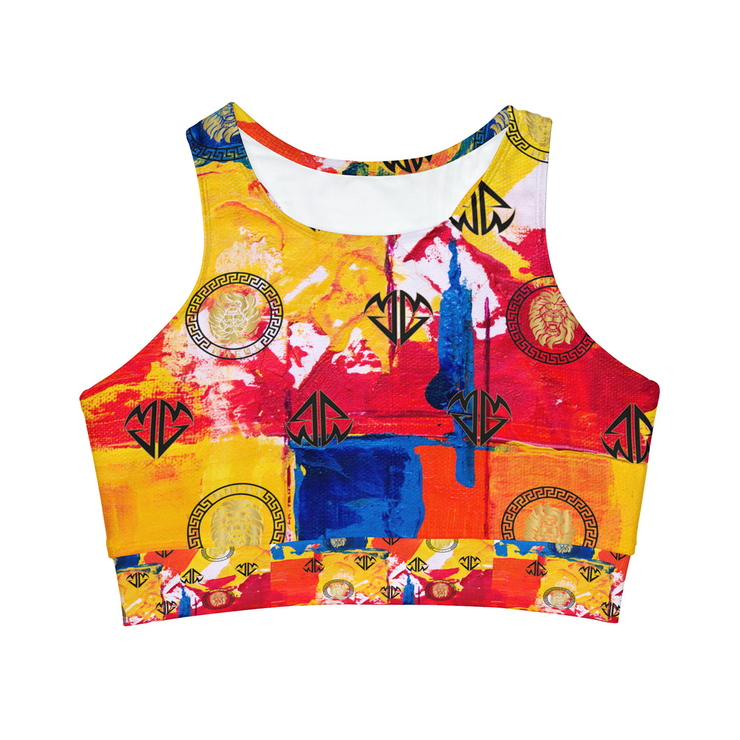 High Neck Crop Bikini Top (AOP)