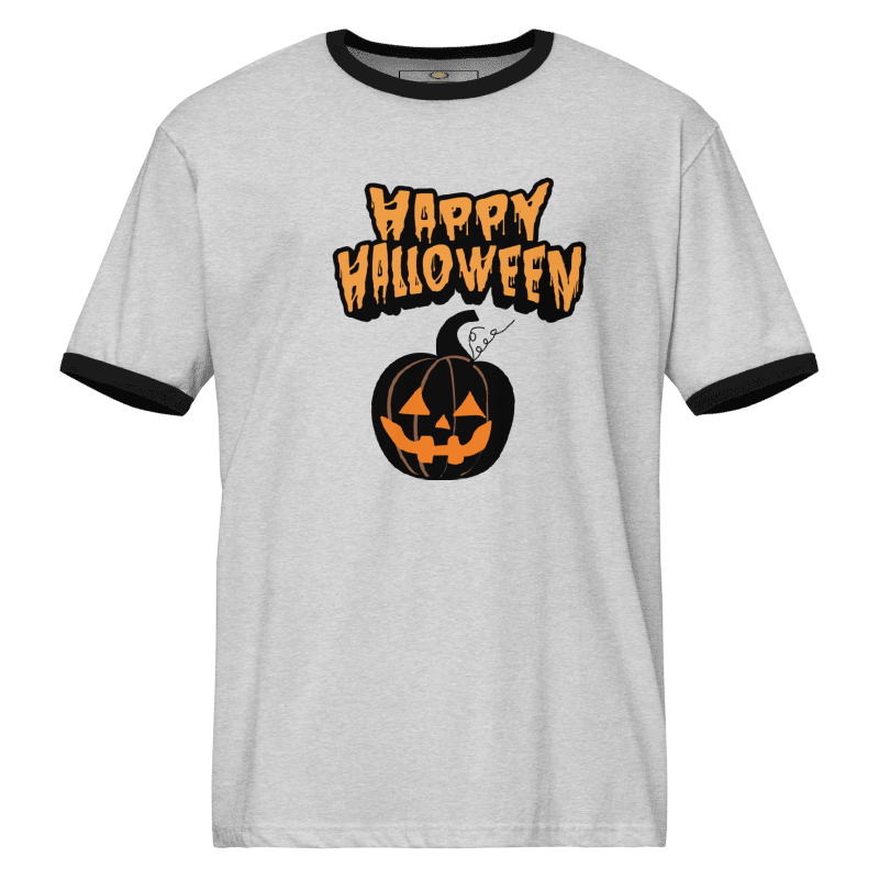 Unisex Happy Halloween Grey Black shirt