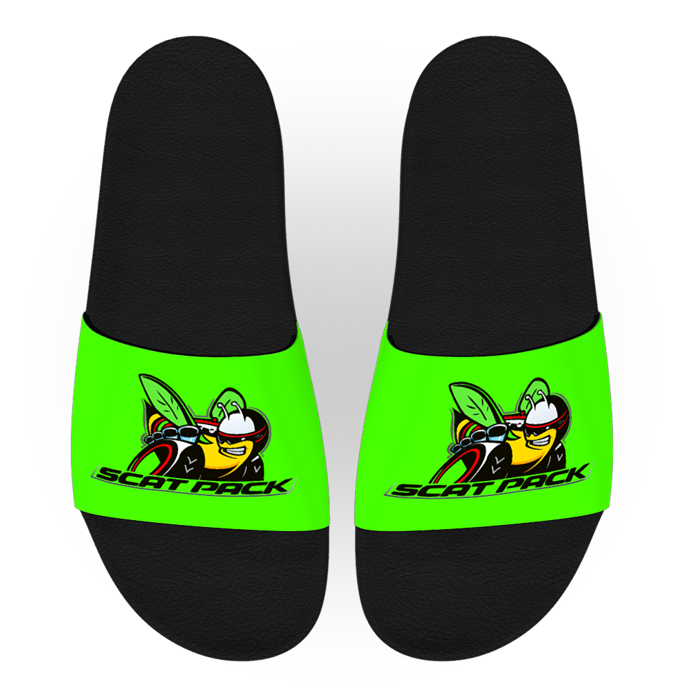 MMENT neon green Scatpack slides